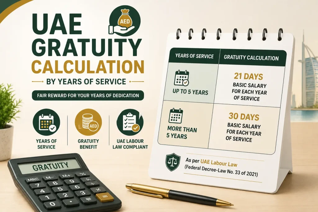 UAE Gratuity Calculation by Years of Service